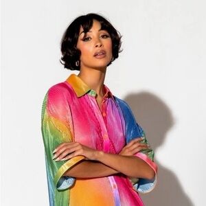 Dressed in Lala oversized rainbow shirt dress